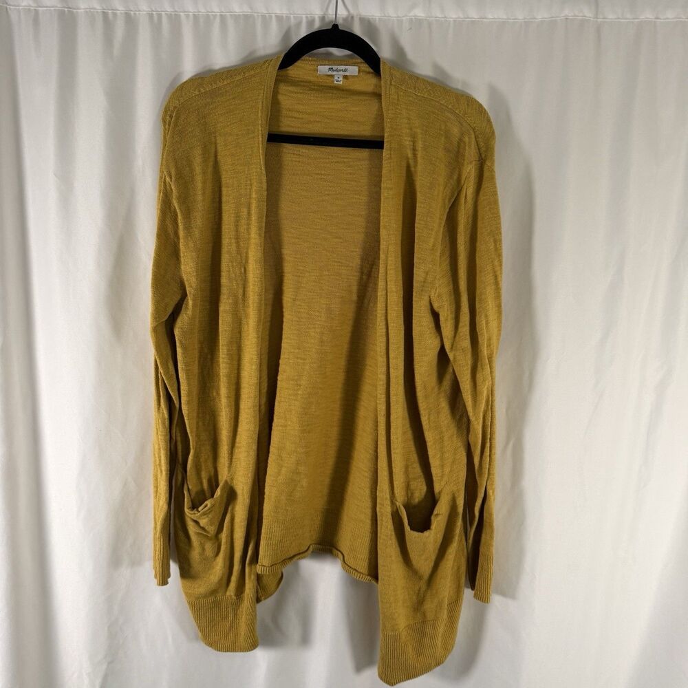 Madewell Cardigan Women's Medium Mustard Yellow Open Front Cotton Blend